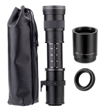 JINTU 420-1600 mm Téléobjectif à Zoom Compatible avec Les appareils Photo Reflex numériques 4000D 90D 80D 70D 60D 50D 650D 550D