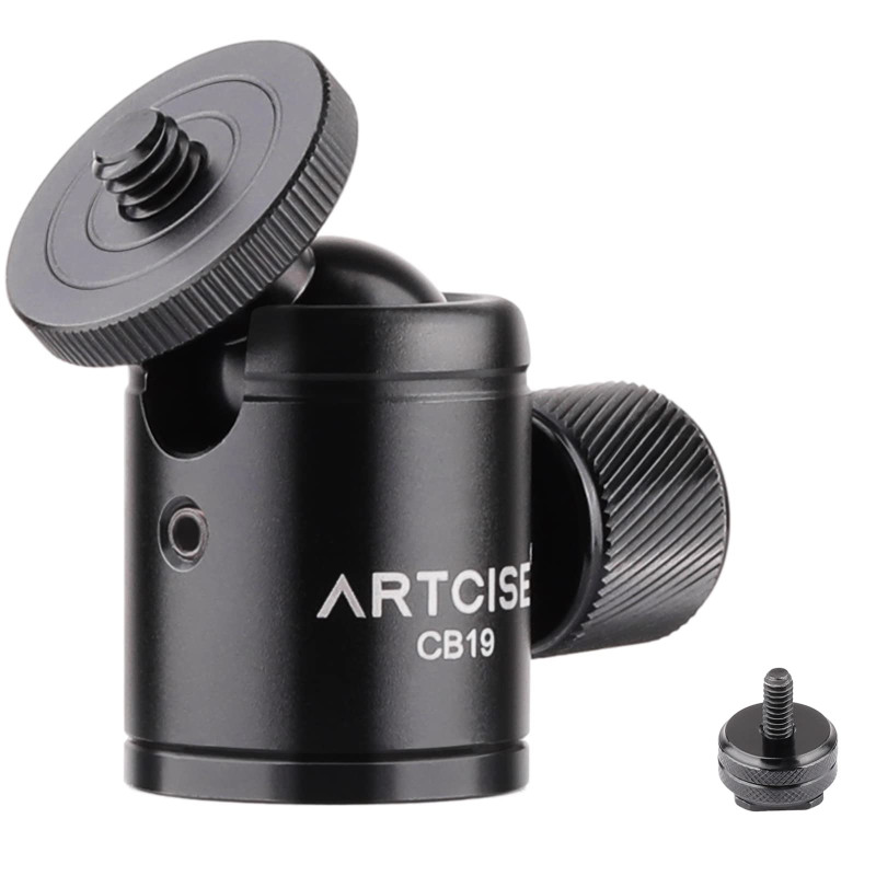 ARTCISE CB19 Mini trépied rotule avec Adaptateur Amovible 1/4 Sabot, Monture de caméra panoramique rotative CNC à 360 degrés pou ARTCISE CB19 Mini trépied rotule avec Adaptateur Amovible 1/4 Sabot, Monture de caméra panoramique rotative CNC à 360 degrés pou