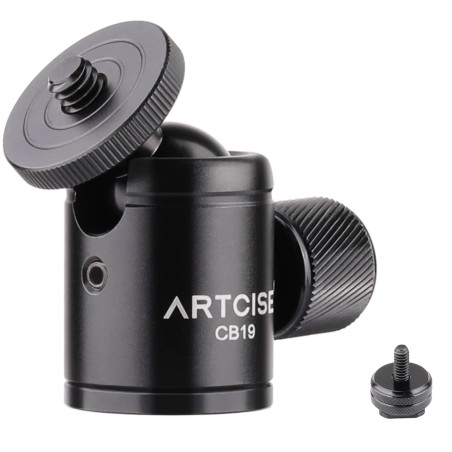 ARTCISE CB19 Mini trépied rotule avec Adaptateur Amovible 1/4 Sabot, Monture de caméra panoramique rotative CNC à 360 degrés pou