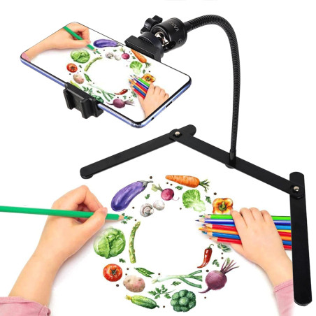 KAVAVO Suppoet de téléphone Portable trépied réglable, Support de téléphone aérien, Stand d'enseignement en Ligne pour la Diffus