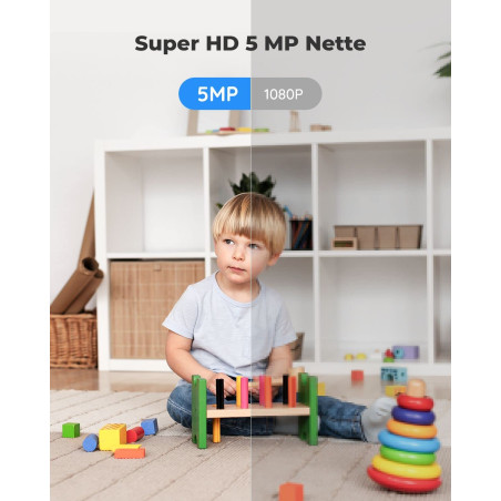 Reolink 5MP PTZ Camera Surveillance WiFi Interieur 2,4/5GHz, Audio Bidirectionnel, Zoom Optique 3X, Détection de Mouvement & Ale