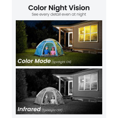 DEKCO 2K Camera Surveillance WiFi Extérieure, 360° PTZ Caméra Surveillance, Détection Mouvement, Vision Nocturne en Couleur, Ale