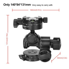 Sunwayfoto GH-PROII+ Tête à engrenage 3D Réglage indépendant Livré avec pince panoramique GC-01