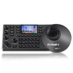 FoMaKo Contrôleur PTZ NDI avec Joystick 4D, LAN PoE, écran de prévisualisation en Temps réel, 7 caméras raccourcis Clavier, Comp