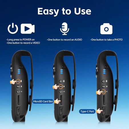CAMMHD Mini Body Cam 1080P 3-7 Heures Enregistrement en Un Clic Conception de Carte Externe Conférences l'extérieur (32GB Inclus
