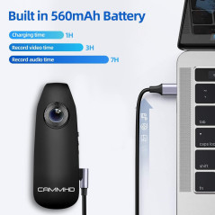 CAMMHD Mini Body Cam 1080P 3-7 Heures Enregistrement en Un Clic Conception de Carte Externe Conférences l'extérieur (32GB Inclus