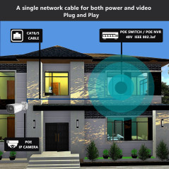 WiTi Caméra IP PoE 5MP, caméra de Surveillance avec Microphone Audio, Objectif Grand Angle 2.8 mm, détection de Mouvement,métal 