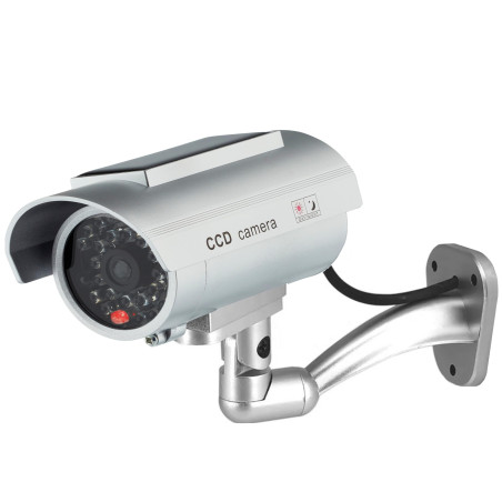 O&W Security Caméra factice solaire factice - Avec objectif & LED clignotante étanche - Capteur LED - Réglable à 360° - Support