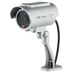 O&W Security Caméra factice solaire factice - Avec objectif & LED clignotante étanche - Capteur LED - Réglable à 360° - Support 