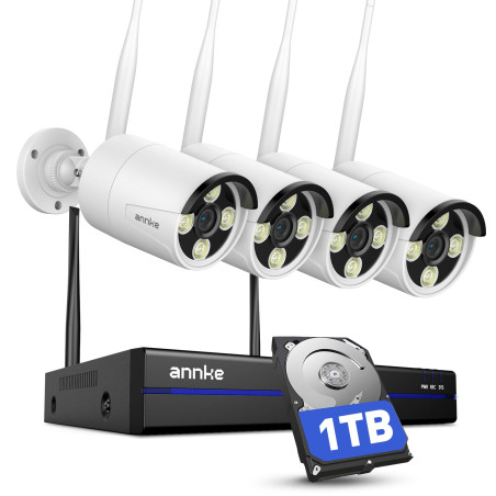 ANNKE 3MP Kit Caméra de Surveillance WiFi Extérieure, 10CH 5MP 1To NVR et 4X 3MP IP Caméra, Audio Bidirectionnel, Détection de M