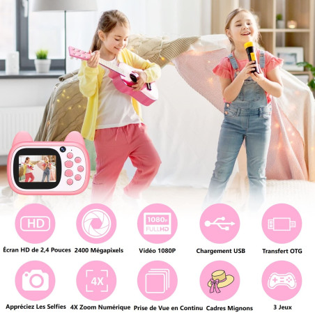 TOYOGO Appareil Photo numérique pour Filles et garçons, Double Objectif HD 1080P, Carte SD 32G, enregistreur vidéo pour Enfants 