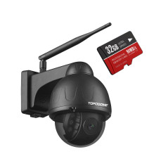 Topodome Métal Camera Surveillance WiFi Exterieure, IP Caméra 1080P Vision Nocturne Starlight, Carte SD 32G, Détection Humaine,