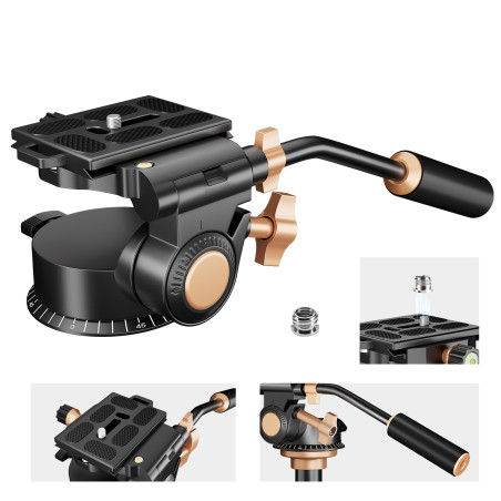 Soonpho Tête Panoramique à Trépied en Alliage Aluminium avec Vis de 1/4" et 3/8", pour DSLR Caméscopes Vidéo Trépied Monopode Su