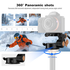 Soonpho Tête Panoramique à Trépied en Alliage Aluminium avec Vis de 1/4" et 3/8", pour DSLR Caméscopes Vidéo Trépied Monopode Su