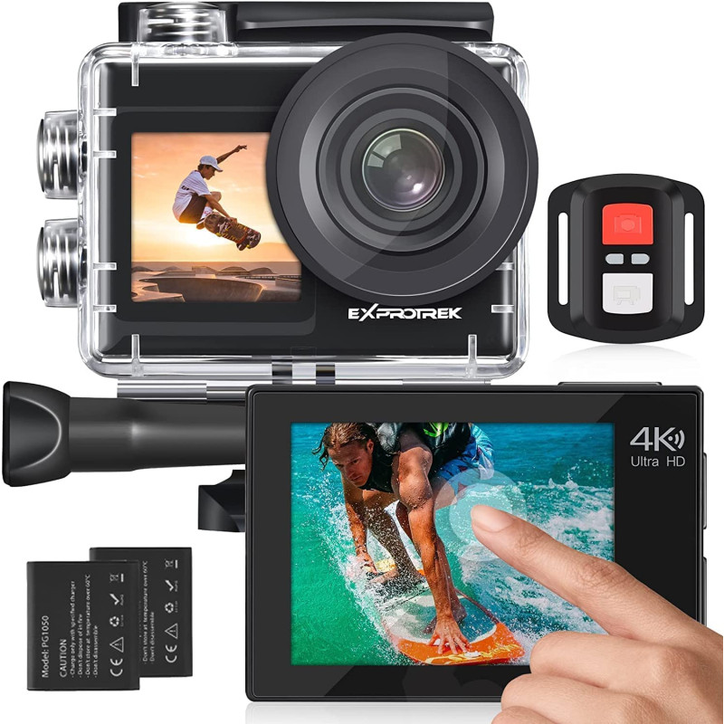 Exprotrek Action Camera WiFi 4K 20MP, Vue Réglable EIS, Étanche à 40m, Sport Télécommandée Avec Set d'Accessoires Pour Casque Exprotrek Action Camera WiFi 4K 20MP, Vue Réglable EIS, Étanche à 40m, Sport Télécommandée Avec Set d'Accessoires Pour Casque