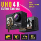 Exprotrek Action Camera WiFi 4K 20MP, Vue Réglable EIS, Étanche à 40m, Sport Télécommandée Avec Set d'Accessoires Pour Casque Exprotrek Action Camera WiFi 4K 20MP, Vue Réglable EIS, Étanche à 40m, Sport Télécommandée Avec Set d'Accessoires Pour Casque