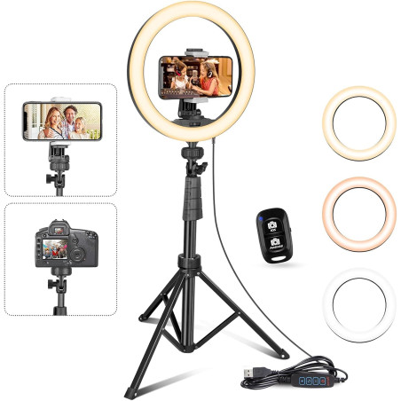 UBeesize Anneau Lumineux avec trépied, Anneau Lumineux de 30,5 cm avec trépied de 62 Pouces pour Flux en Direct, Maquillage, vid