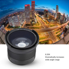 Fdit Objectif Grand Angle 0.35x Fisheye, Interface d'appareil Photo 58MM avec Partie Macro de Prise de Vue 67MM, lentille de rev