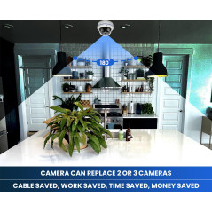 DCSEC Caméra dôme d'intérieur Exterieur sécurité 3000TVL 1080P AHD TVI CVI analogique, Objectif Grand Angle de 180 degré, boîtie