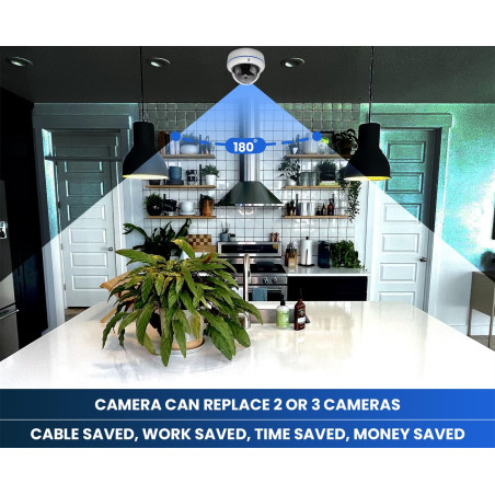 DCSEC Caméra dôme d'intérieur Exterieur sécurité 3000TVL 1080P AHD TVI CVI analogique, Objectif Grand Angle de 180 degré, boîtie