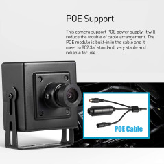 Revotech Mini 3MP PoE Caméra de Sécurité, HD 2K Sécurité à Domicile IP Camera avec Audio/MIC, Métal Mini Taille, Objectif 3.6mm 