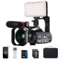 ORDRO 4K Caméra AC3 1080p 60fps Vlog IR Vision Nocturne WiFi avec Microphone, Objectif Grand Angle, Lampe Vidéo LED, Support de ORDRO 4K Caméra AC3 1080p 60fps Vlog IR Vision Nocturne WiFi avec Microphone, Objectif Grand Angle, Lampe Vidéo LED, Support de