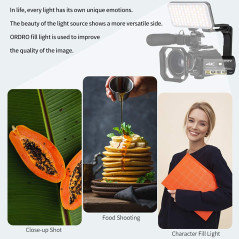 ORDRO 4K Caméra AC3 1080p 60fps Vlog IR Vision Nocturne WiFi avec Microphone, Objectif Grand Angle, Lampe Vidéo LED, Support de