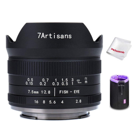 7artisans 7.5mm F2.8 II V2.0 objectif fisheye avec un angle de vue de 190°, Compatible avec monture M4/3 MFT GM1 GM5 GM7 GX1 GX7
