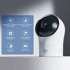 Chuango PT-300Q Caméra Surveillance Wi-FI Intérieur sans Fil - Détection Mouvements Domestique - Champ de Vision Panoramique, No