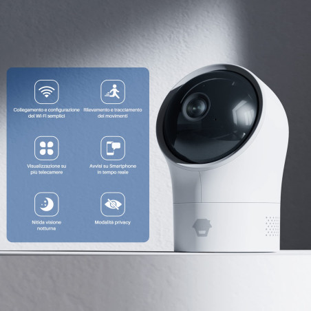 Chuango PT-300Q Caméra Surveillance Wi-FI Intérieur sans Fil - Détection Mouvements Domestique - Champ de Vision Panoramique, No