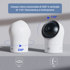 Chuango PT-300Q Caméra Surveillance Wi-FI Intérieur sans Fil - Détection Mouvements Domestique - Champ de Vision Panoramique, No