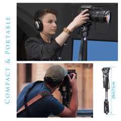 Monopode en Fibre de Carbone, INNOREL VM70CK, Monopied Vidéo Professionnel pour Caméra Télescopique avec Tête Fluide et Base Tri