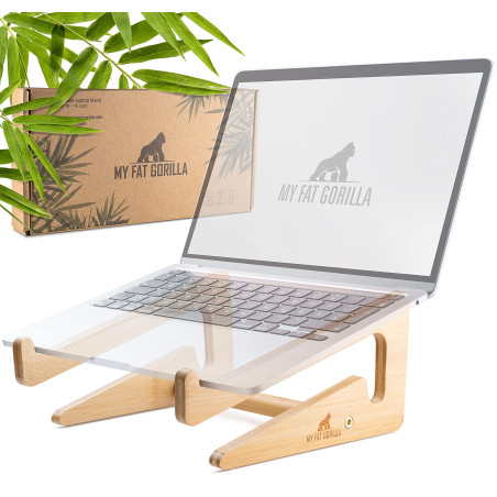 MY FAT GORILLA Support Ordinateur Portable, Ergonomique Universel Porte-Laptop en Bambou, Support PC Portable, Laptop Stand, pou