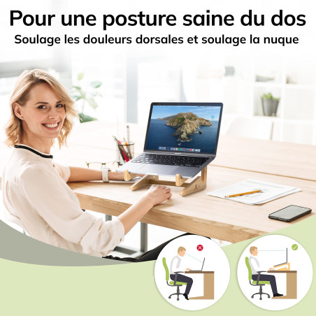 MY FAT GORILLA Support Ordinateur Portable, Ergonomique Universel Porte-Laptop en Bambou, Support PC Portable, Laptop Stand, pou