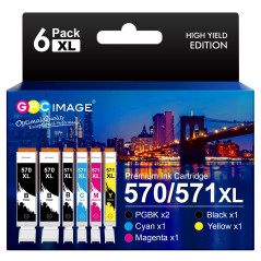 GPC Image PGI-570XL CLI-571XL Cartouches d'encre Compatible pour Canon 570 XL 571 XL pour Canon pour PIXMA MG5750 TS5050 MG5753 