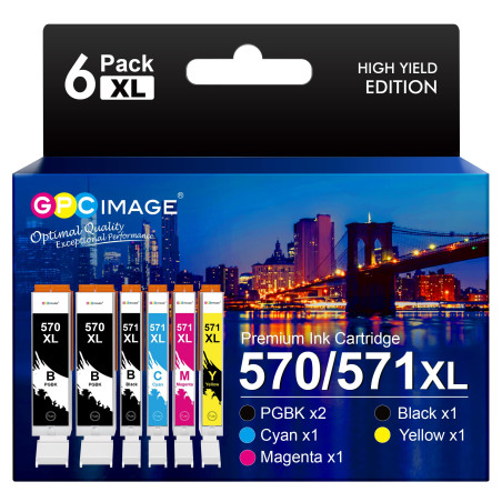 GPC Image PGI-570XL CLI-571XL Cartouches d'encre Compatible pour Canon 570 XL 571 XL pour Canon pour PIXMA MG5750 TS5050 MG5753 