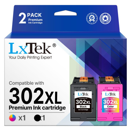 LxTek 302XL Cartouche 302 Compatible pour HP 302 XL 302XL pour HP OfficeJet 3639 3630 3632 Envy 4520 4525 4527 DeskJet 3831 3833