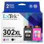 LxTek 302XL Cartouche 302 Compatible pour HP 302 XL 302XL pour HP OfficeJet 3639 3630 3632 Envy 4520 4525 4527 DeskJet 3831 3833