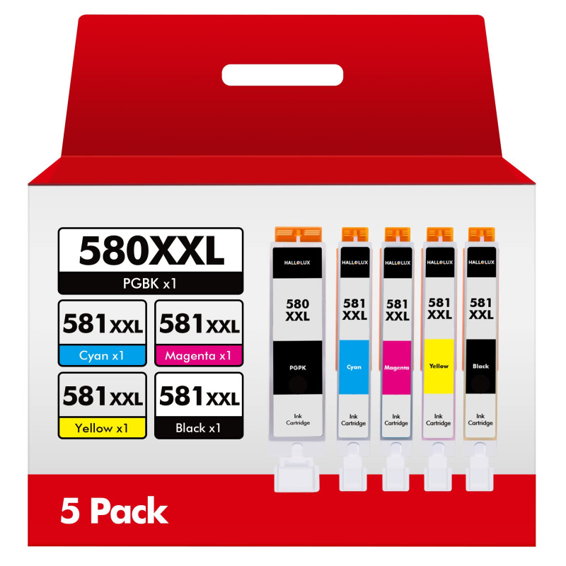 HALLOLUX PGI 580 XXL CLI 581XXL Cartouche d'encre Compatible pour Canon 580 581 XXL pour Pixma TS8150 TS8151 TS8252 TS6150 TS625