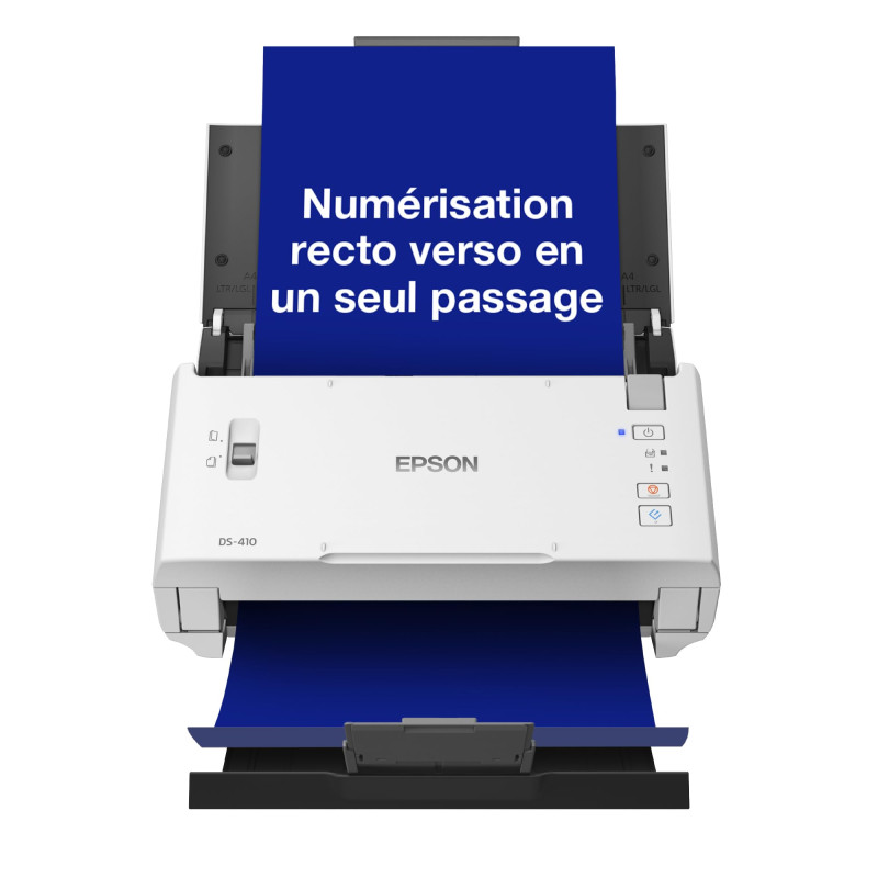 EPSON WorkForce DS-410 | Scanner de documents A4 - 600 DPI, USB, ADF, recto-verso, détection de double alimentation, protection EPSON WorkForce DS-410 | Scanner de documents A4 - 600 DPI, USB, ADF, recto-verso, détection de double alimentation, protection