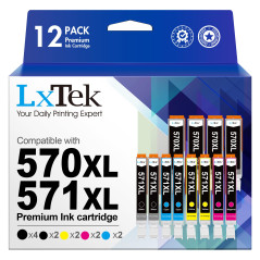 LxTek PGI-570XL CLI-571XL Cartouches d'encre Compatible pour Canon 570 571 XL pour Canon TS5050 pour Pixma MG5750 TS5055 MG5753 