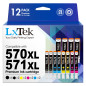 LxTek PGI-570XL CLI-571XL Cartouches d'encre Compatible pour Canon 570 571 XL pour Canon TS5050 pour Pixma MG5750 TS5055 MG5753 