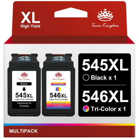 Toner Kingdom Compatible PG-545XL CL-546XL Remplacement pour Cartouches d'encre Canon 545 546 XL pour Canon Pixma TS3350 MG2950 