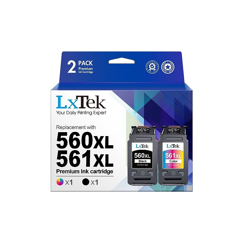 LxTek Cartouches d'encre Remplacement pour Canon PG-560 CL-561 XL 560XL 561XL pour Pixma TS5350 TS5351 TS5352 TS5353 TS7450 TS74
