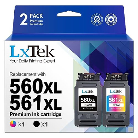 LxTek Cartouches d'encre Remplacement pour Canon PG-560 CL-561 XL 560XL 561XL pour Pixma TS5350 TS5351 TS5352 TS5353 TS7450 TS74