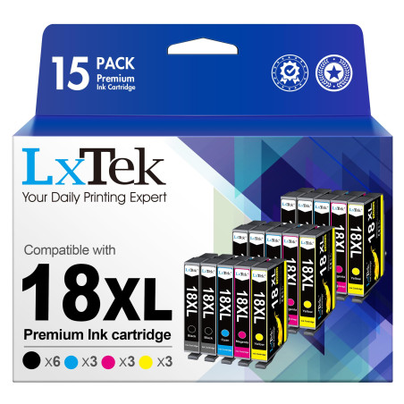 LxTek Compatible Cartouches d'encre Remplacement pour Epson 18XL pour Expression Home XP-322 XP-215 XP-205 XP-225 XP-305 XP-325 