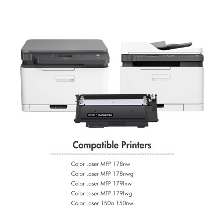 4-Pack Cartouche de 117A Toner Compatible pour HP Color Laser MFP 178nw 179fnw 150nw 150a 178nwg 179fwg 178 179 150 W2070A W2071