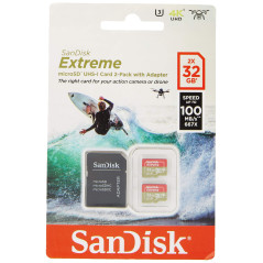 SanDisk Extreme 32 GB microSDhC Memory Card for Action Cameras and Drones with A1 App Performance up to 100 MB/s, Class 10, U3, 