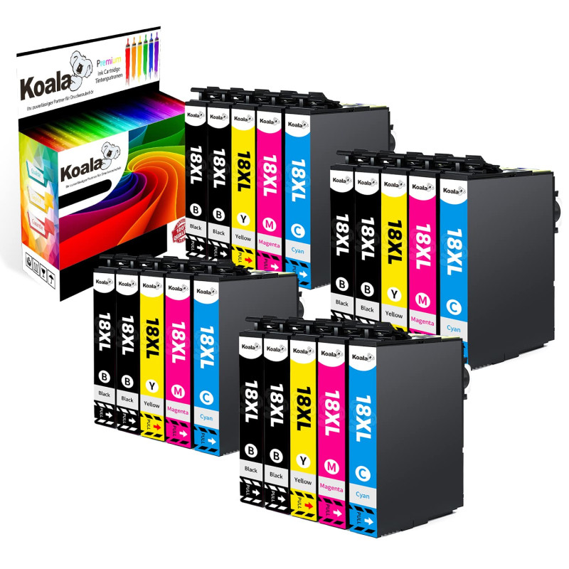 Koala Cartouche d’Encre Compatible pour Epson 18XL T1811-T1814 pour Expression Home XP-102 XP-202 XP-305 XP-405 XP-205 XP-302 XP