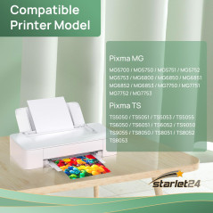 Starlet24 5X 570XL Cartouches d'encre Compatibles pour Canon PGI-570 XL PGBK pour Pixma MG5700 MG5750 MG5751 MG6800 MG6850 MG775